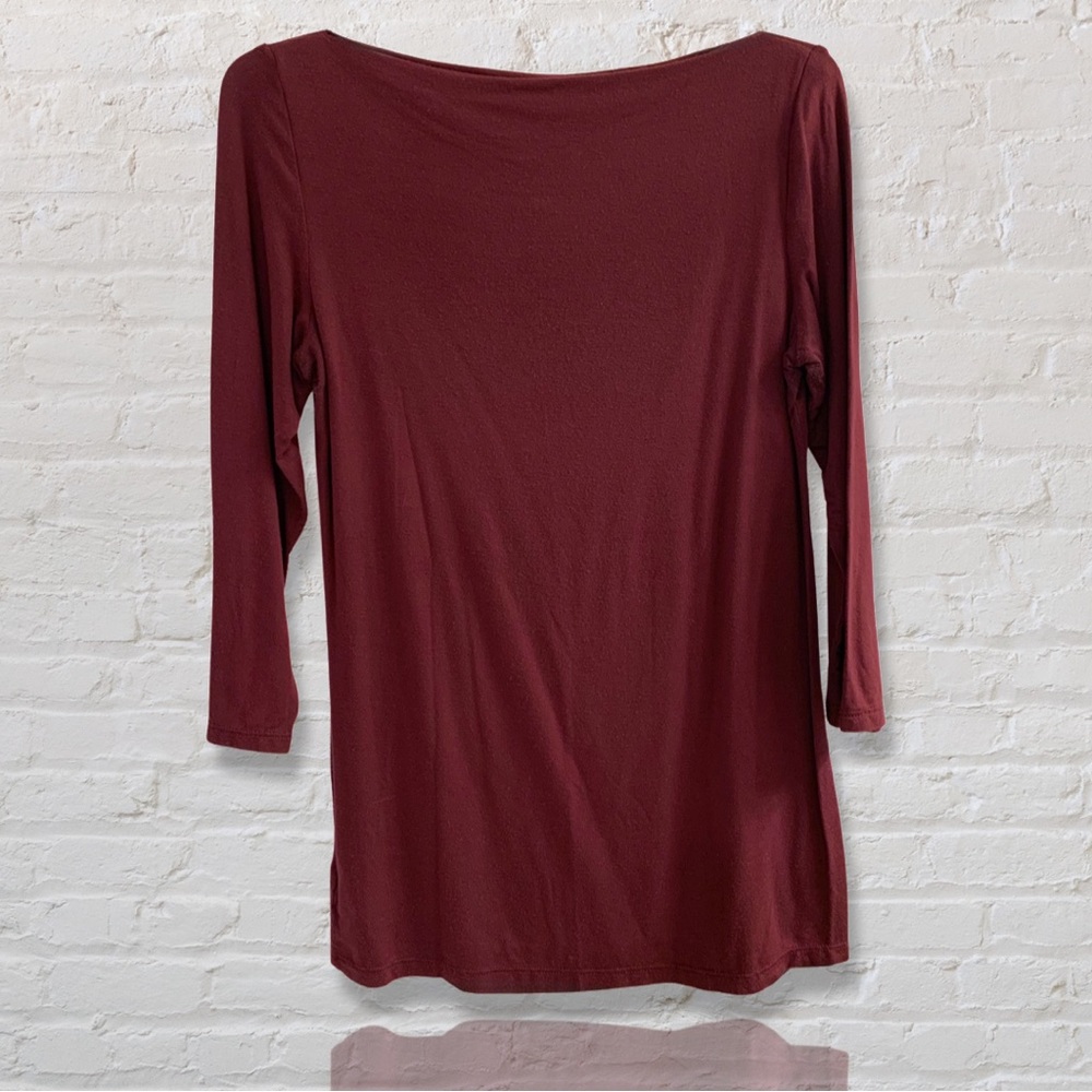ADRIENNE VITTADINI • Maroon Crew Neck 3/4 Sleeve Top